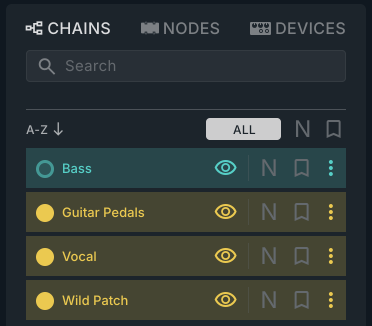 The browser, showing Chains