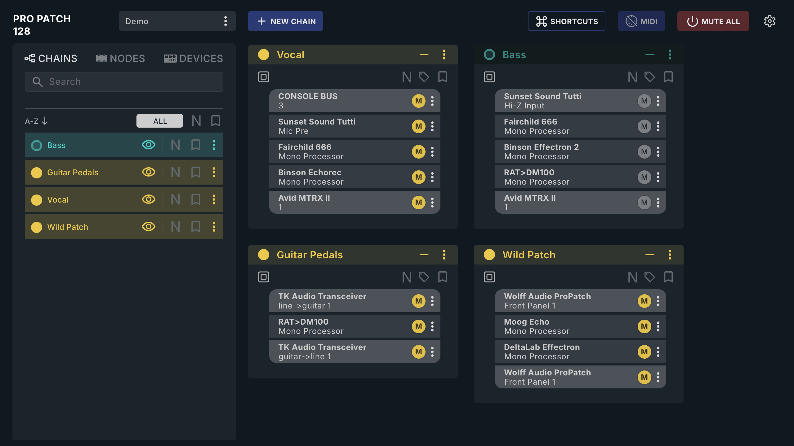 The ProPatch app with the Demo Session open
